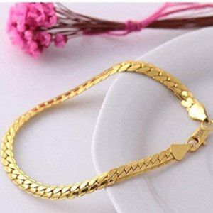 18K GOLD FILLED CURB LINK CHAIN BRACELET